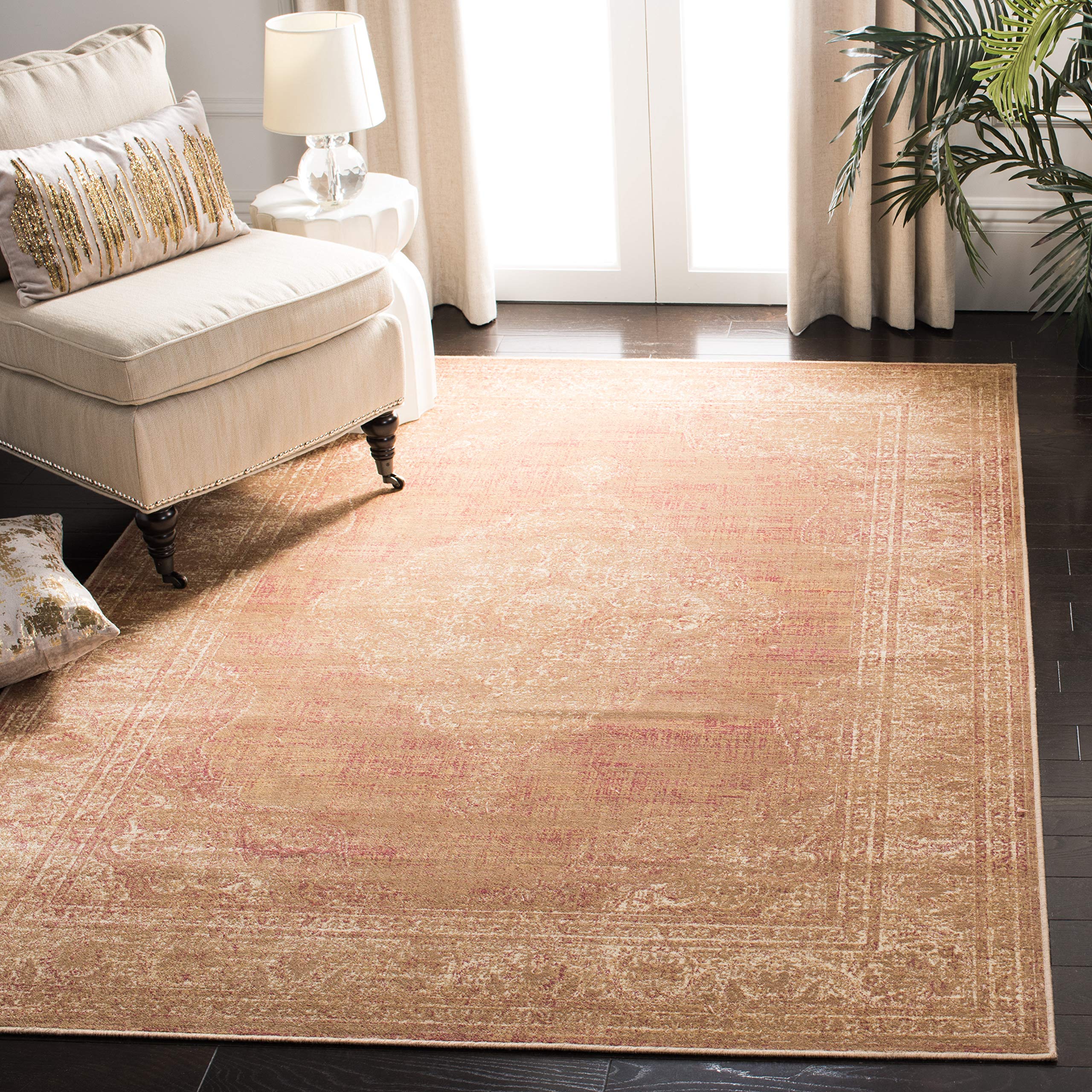 Safavieh Traditional Indoor Woven Rectangle Area Rug, Vintage Collection, VTG112, in Light Brown / Ivory, 160 X 229 cm for Living Room, Bedroom or Any Indoor Space