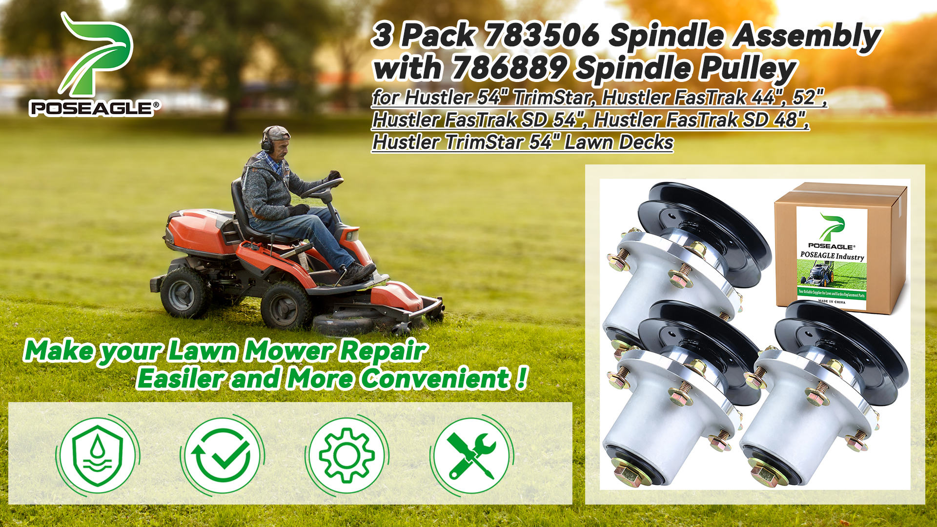 Amazon.com : POSEAGLE 3 Pack 783506 Spindle Assembly for Hustler