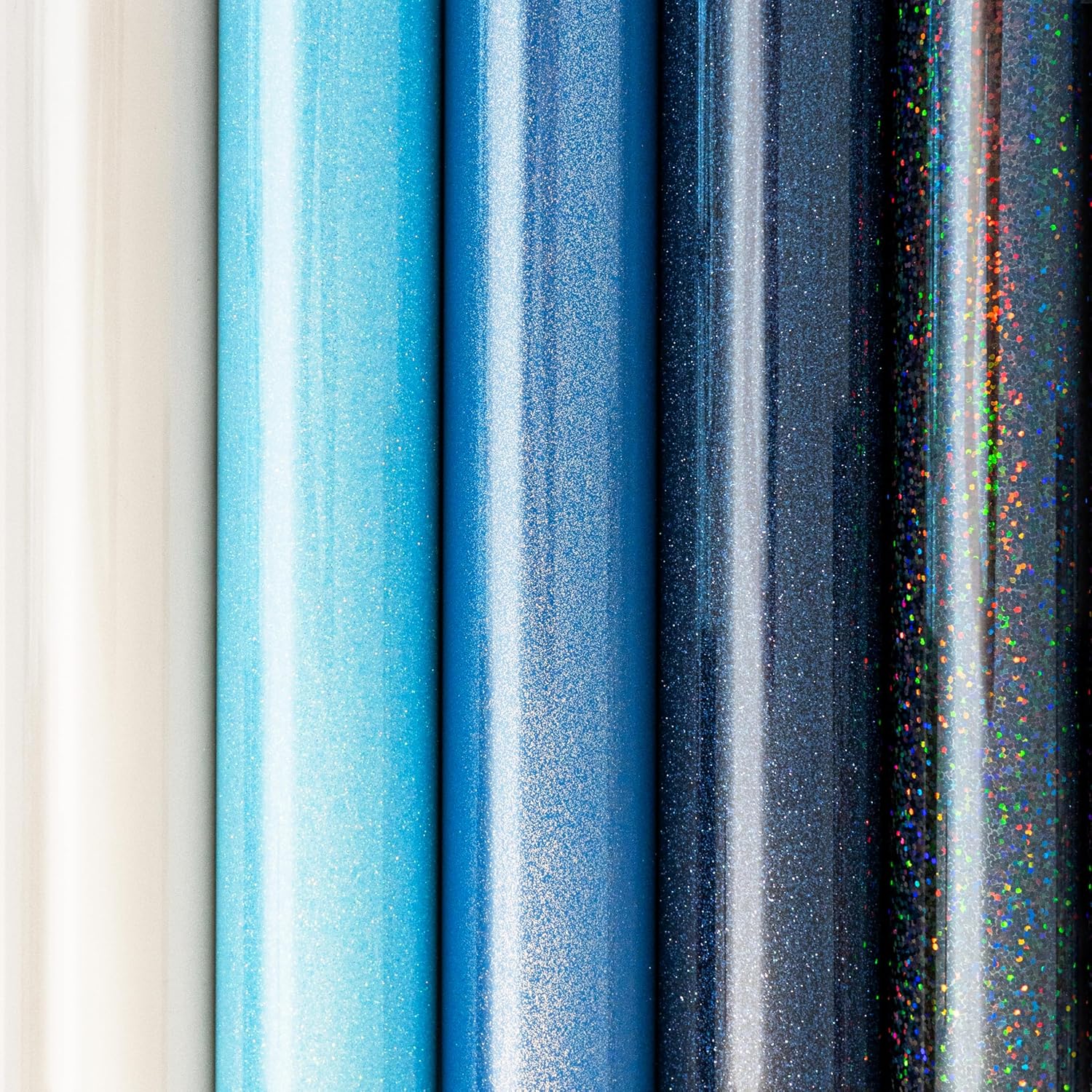 Siser Crafty Pocket Denim - Heat Transfer Vinyl to Personalise Fabrics - Suitable for all Cutting Plotters - Kit Contains 5 Rolls 30 x 50 cm in Denim Colours