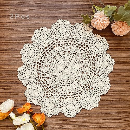 Manteles individuales de encaje hechos a mano, 2 unidades, manteles individuales de mesa redonda vintage para decorar manteles florales de encaje