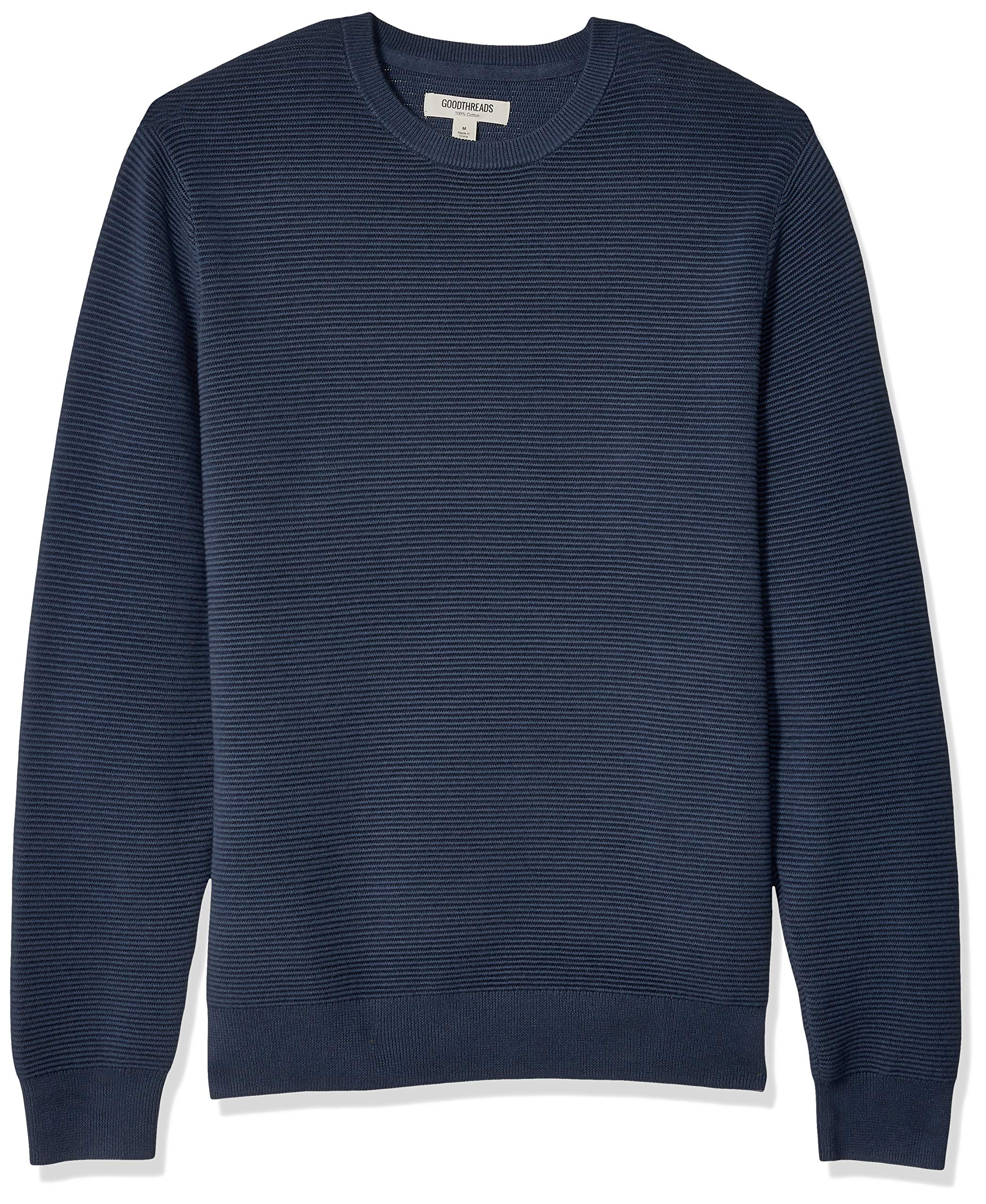 GoodthreadsMen's Soft Cotton Ottoman Stitch Crewneck Sweater