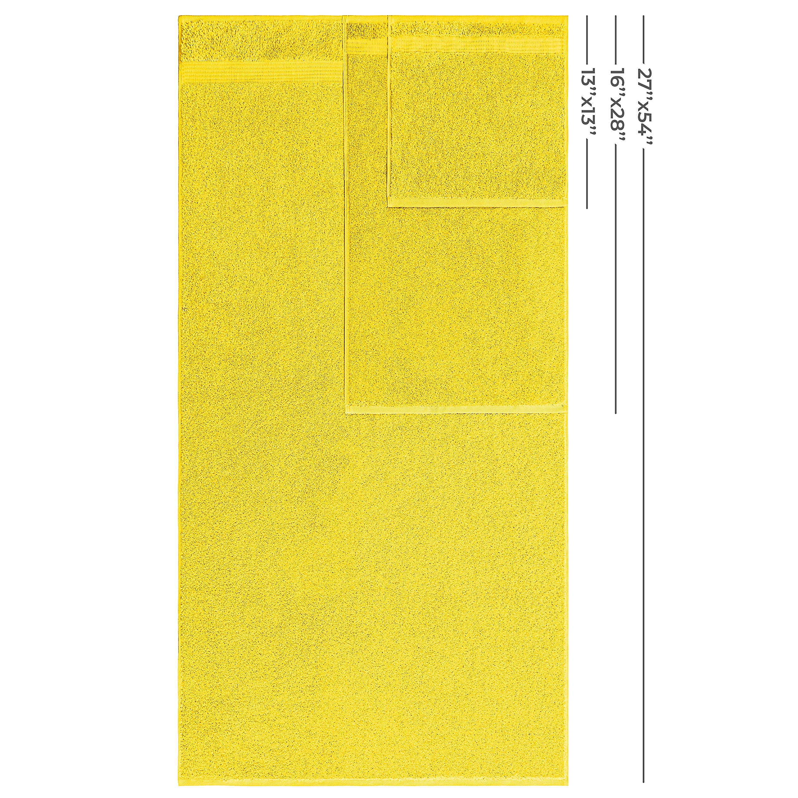 American Veteran Towel, Juego de 6 Toallas turcas 100% algodón, Juego de 6 Toallas de Lujo para artículos Esenciales de baño, 2 Toallas de baño, 2 Toallas de Mano y 2 paños, Color Amarillo