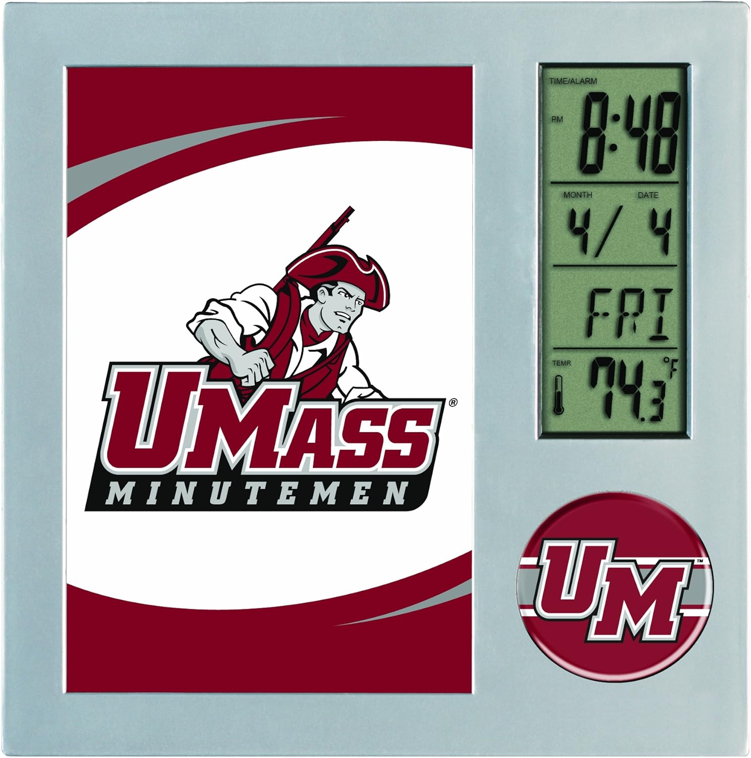 NCAA UMASS Minuteman Digital Desk Clock Picture Frame
