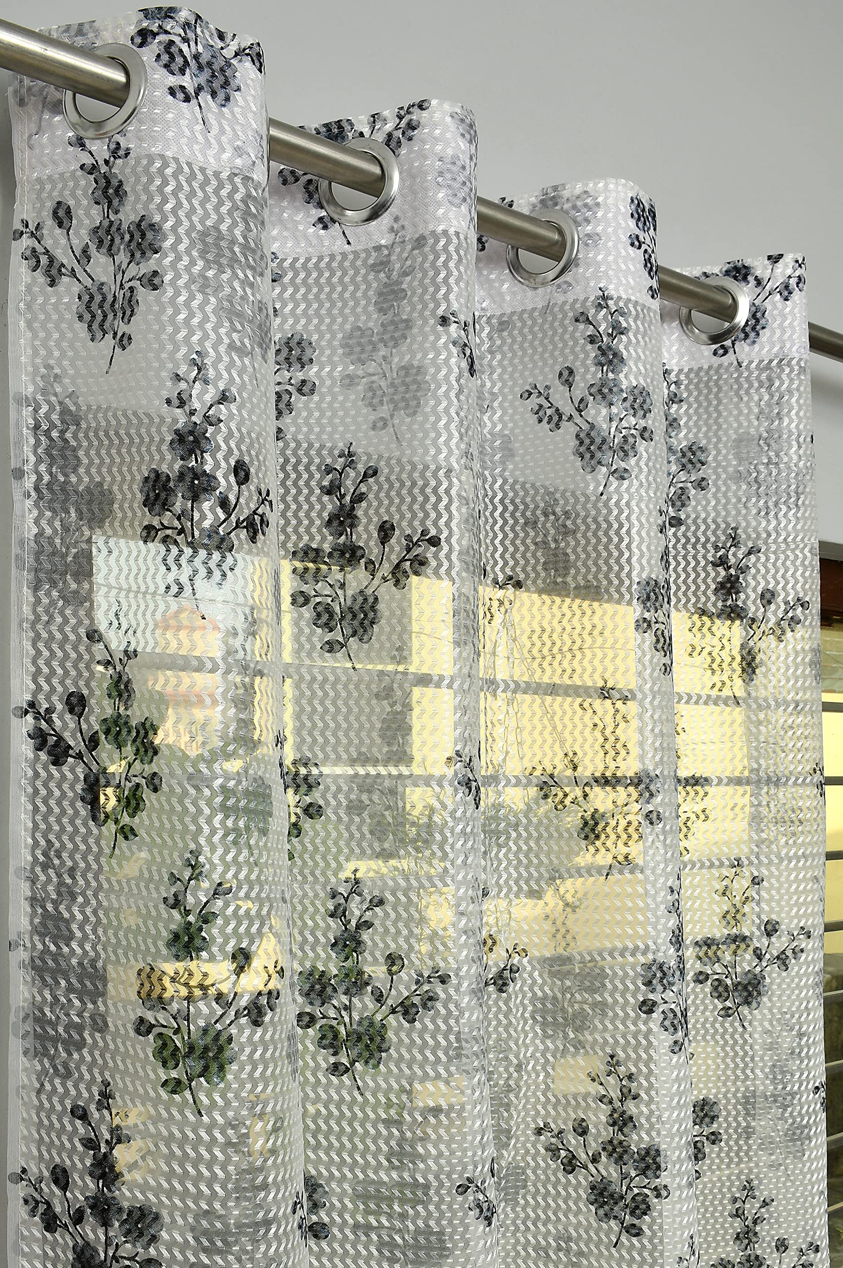 Galaxy Home Decor Premium Sheer Printed Net Transparent Curtains for Window 5 Feet, Pack of 1, Grey (Grey Tulsi, 5 Feet (1Pc)) (B09FBXTSDB) Amazon Price History, Amazon Price Tracker