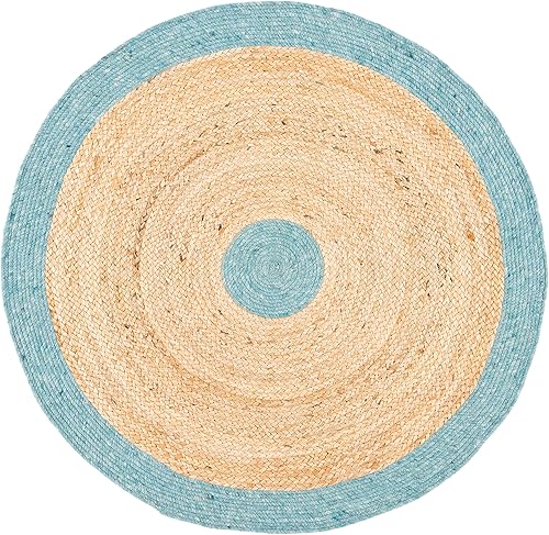 Miniatura 8 de SAFAVIEH Alfombra trenzada Collection  Alfombra redonda de 5 pies, verde y natural, hecha a mano de yute reversible, ideal para zonas de alto