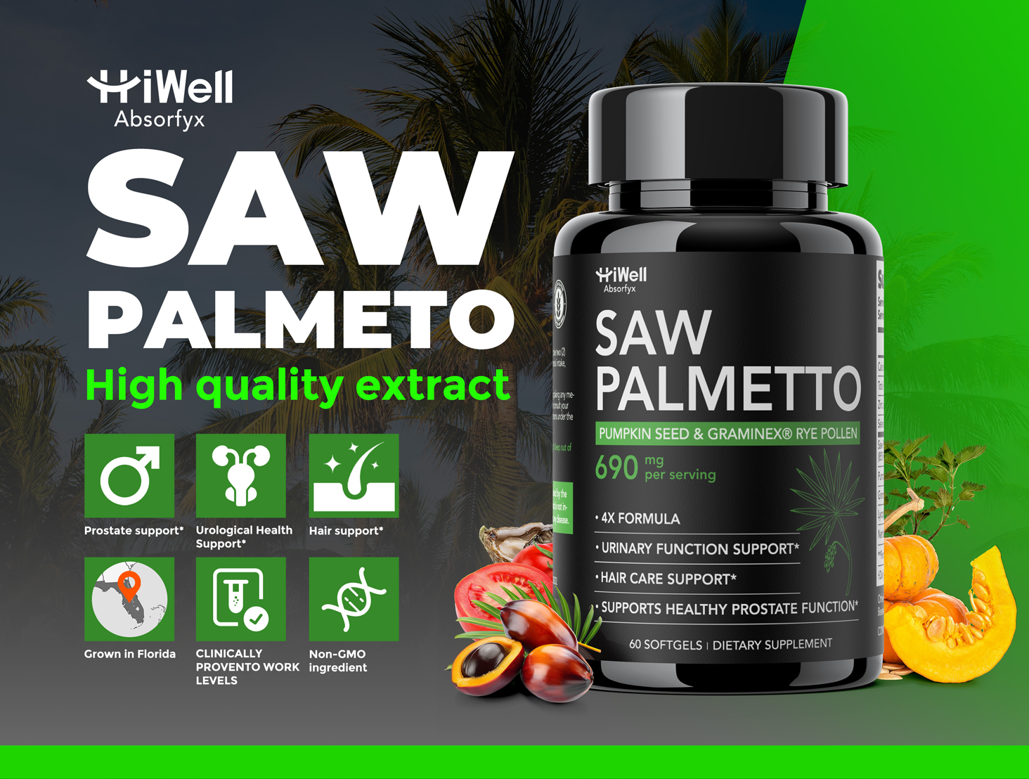 Amazon.com: HiWell Absorfyx Saw Palmetto for Men Prostate Health