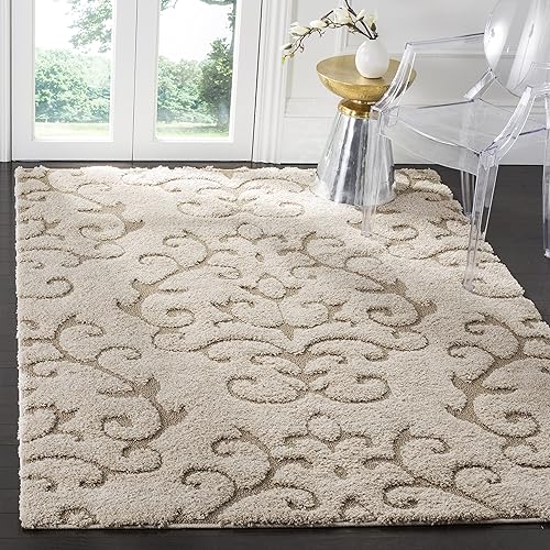 Florida Shag Collection Area Rug - 5'3" x 7'6", Cream