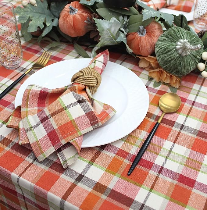 Servilletas de Tela COTTON CRAFT Plaid - Juego de 12 - 43x43 cm - Naranja miniatura 7