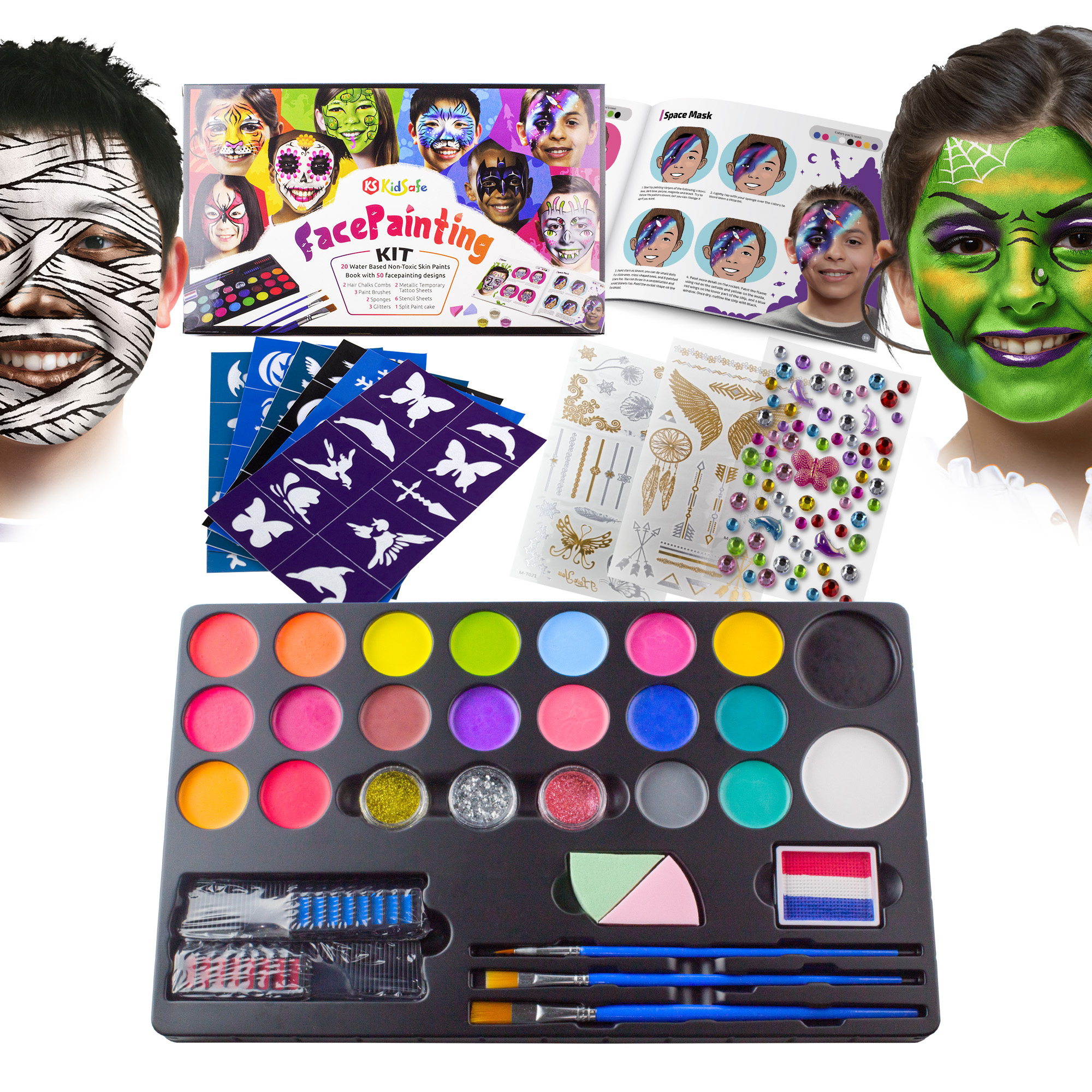 フェイスクリーム CONAPIDILTutorial Kit Basic3 private kit Amazon.com: KidSafe 20-Color Face Painting Kit for Kids: Non