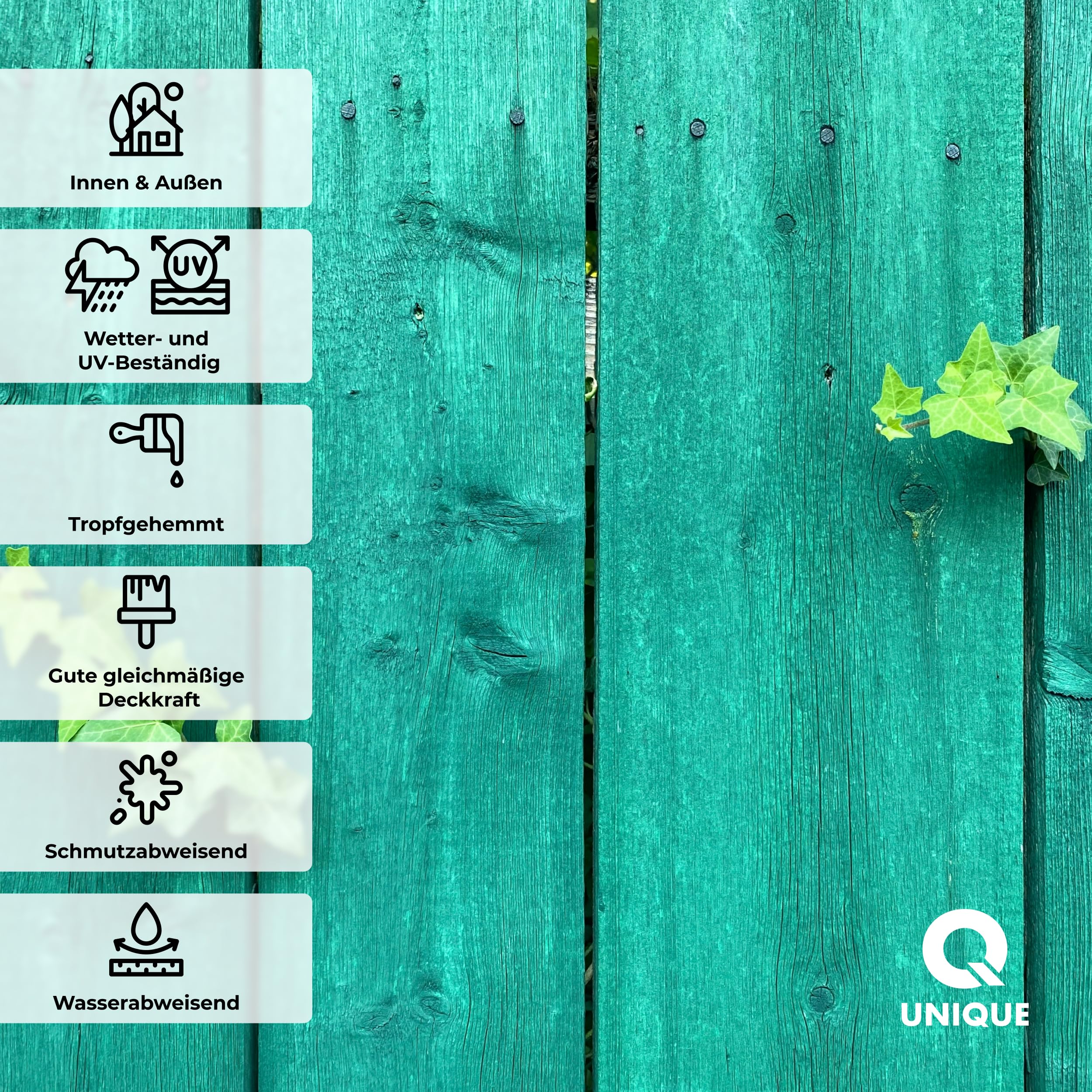 Q UNIQUE Holzimprägnierung Farbton 2in1 5L | Dunkelgrau 7046 Holzschutz für außen & innen | Wetterfest & UV-beständig | Für Zäune, Gartenmöbel, Terrassen, Holzfassaden