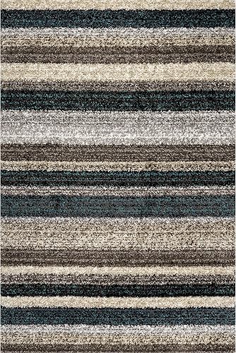 Miniatura 2 de nuLOOM Drey - Alfombra de pelo largo a rayas, 4 x 6 pies, azul multicolor