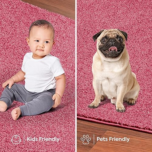 Miniatura 6 de Alfombrilla de color liso, de felpa, moderna, alfombra adecuada para los niños y mascotas Fabricada en EE.UU., forma rectangular, alfombrilla ideal