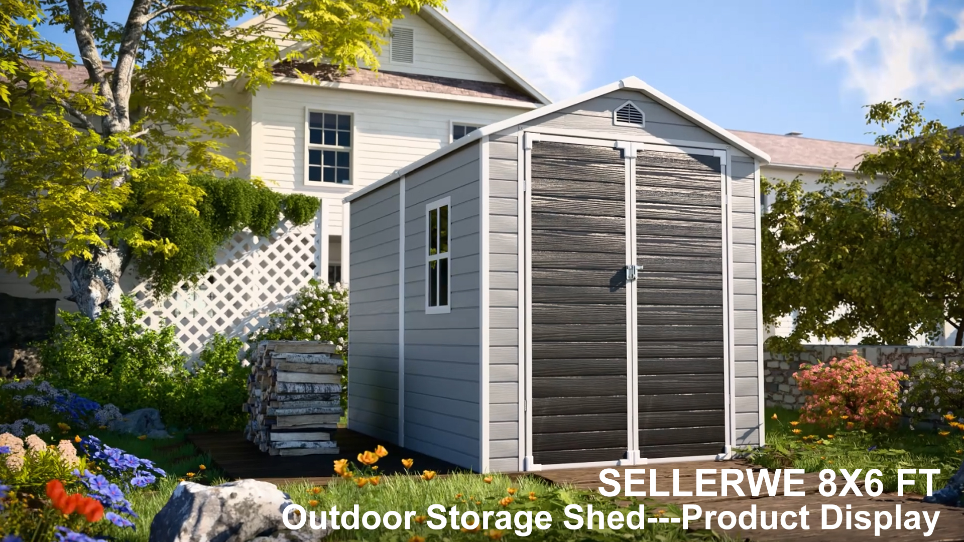 Amazon.com : SELLERWE 8x6 FT Storage Shed, Large Waterproof Resin