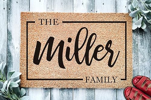 Miniatura 8 de Custom Family Name Door Mat, Personalized Wedding Gift, Coconut Coir Doormat, Closing Welcome Front Monogram Entryway Rug 1466