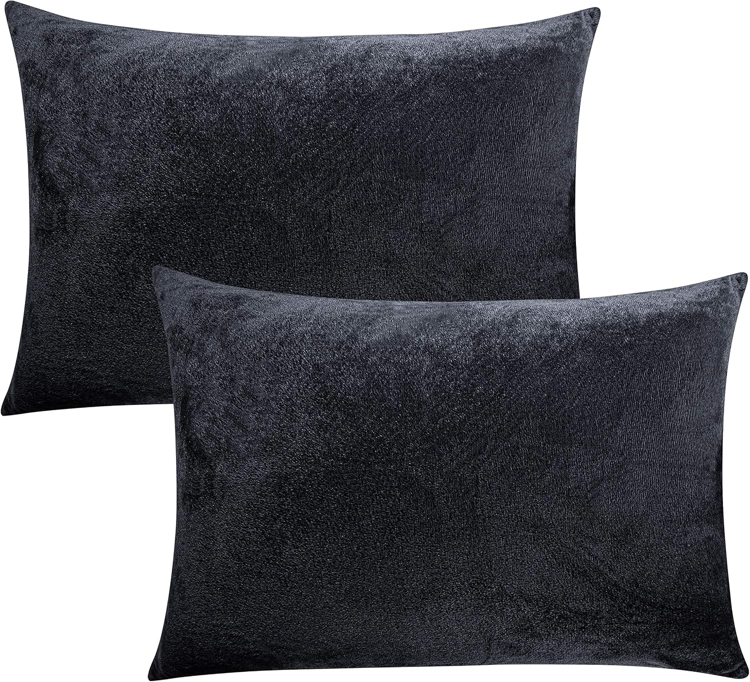 FLXXIE 2 Pack Standard Zipped Velvet Pillowcases, Soft and Cozy Solid Decorative Pillow Cases with Hidden Zipper for Bedroom, Sofa, Couch, 20x26 Inches, Navy Blue