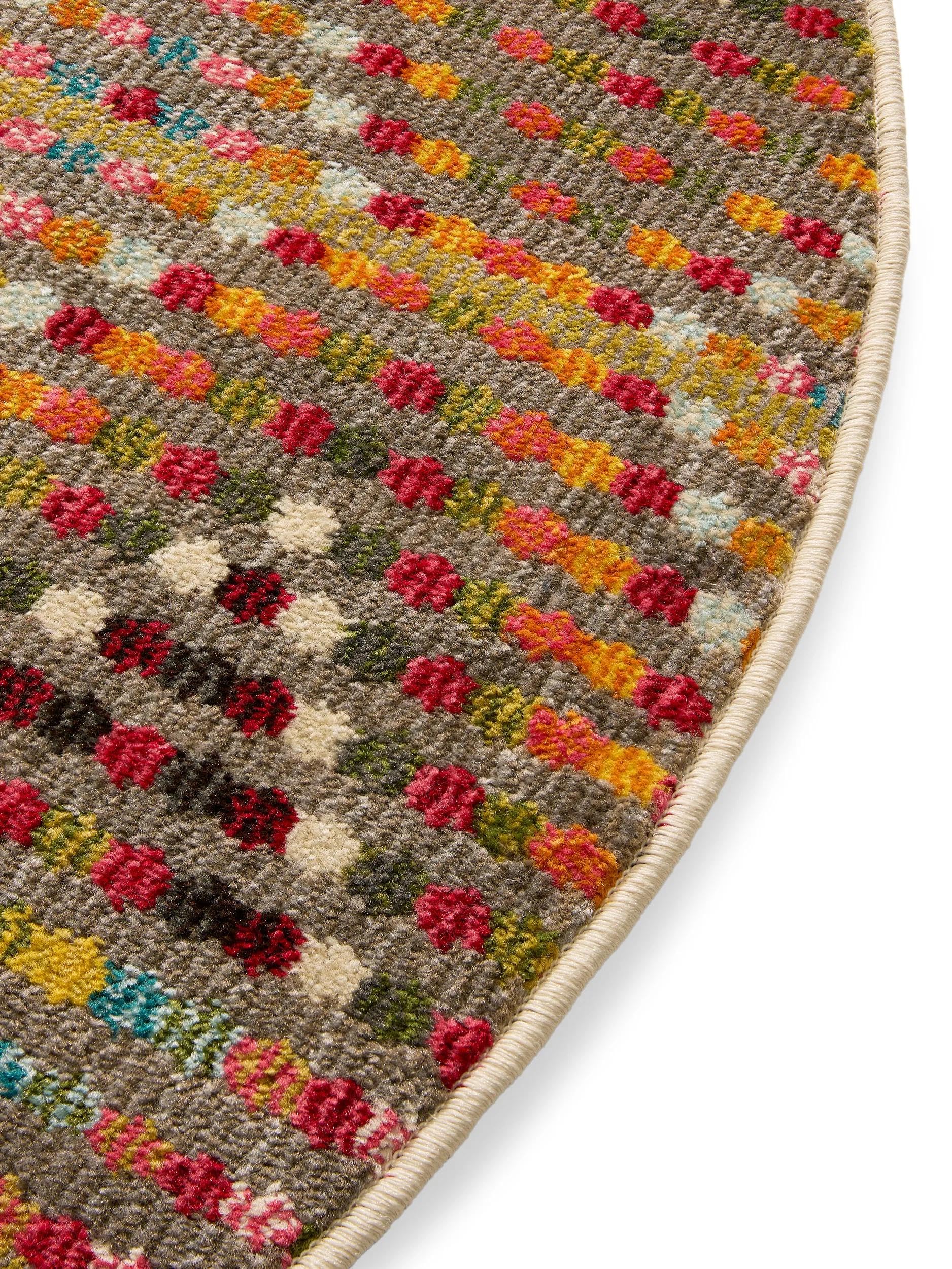 benuta Nest Vintage Teppich Casa - Mehrfarbig 120 cm rund - Teppich für Wohnzimmer, Schlafzimmer und Flur - Pflegeleicht - Fußbodenheizung Geeignet