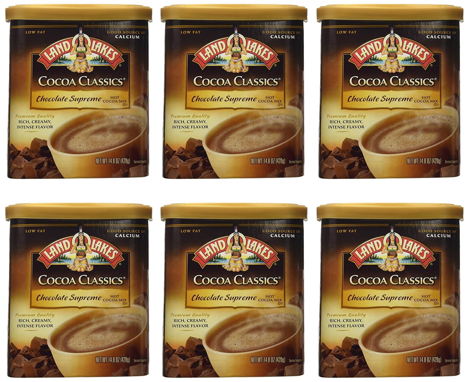 Land O Lakes Cocoa Classics Supreme Chocolate Hot Cocoa Mix, 14.8 Ounce - 6 per case.