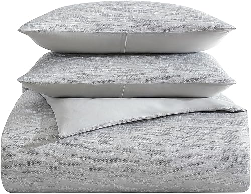 Miniatura 7 de Vera Wang - Juego de funda de edredón tamaño Queen, juego de cama reversible con fundas a juego, decoración del hogar de diseño (gris ilusión, Queen)