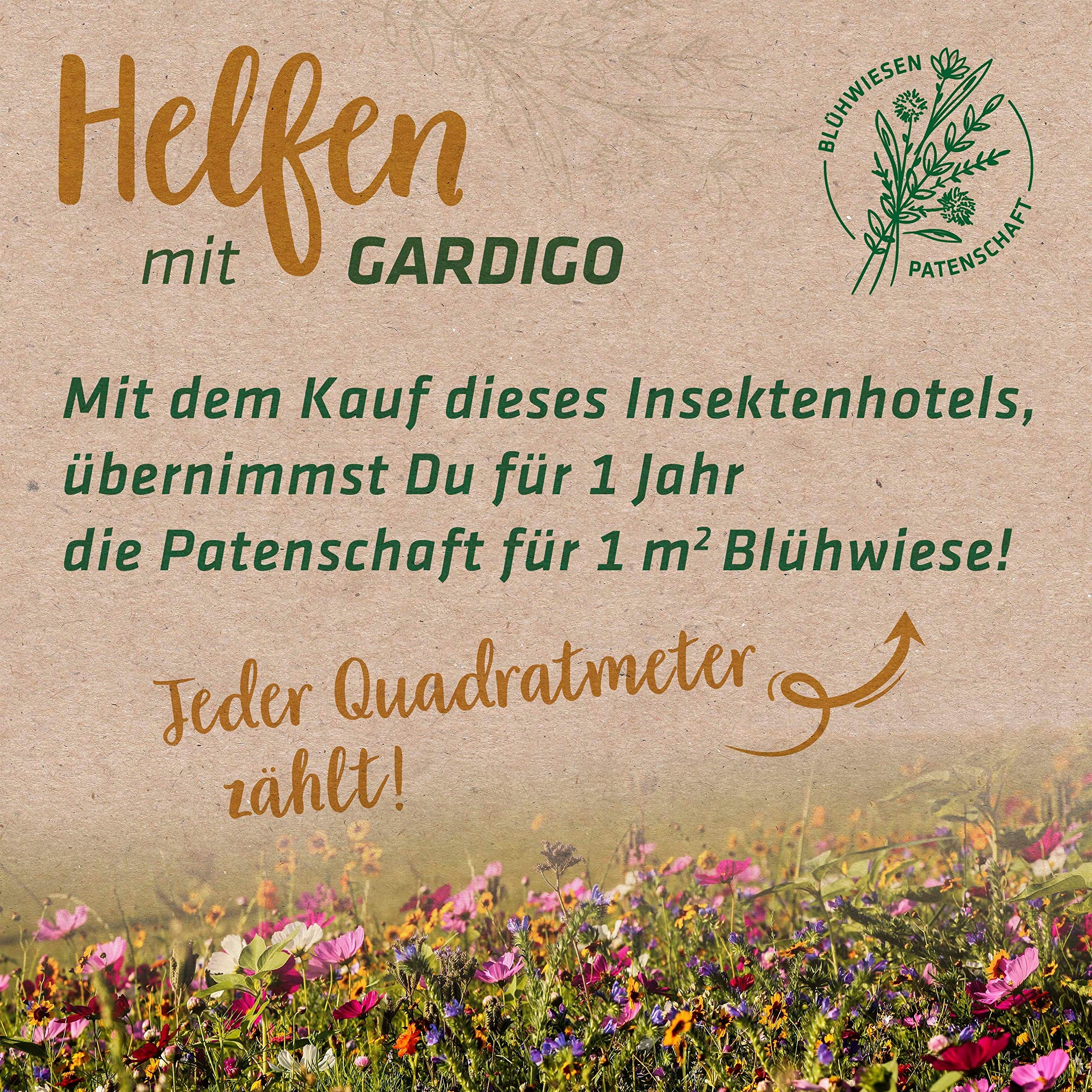 Gardigo Hotel per Insetti Premium | Grande Casa per Insetti in Legno Naturale Massiccio per Api e Api Selvatiche | Aiuto per la Nidificazione degli Insetti | Made in Germany | Casetta per Insetti