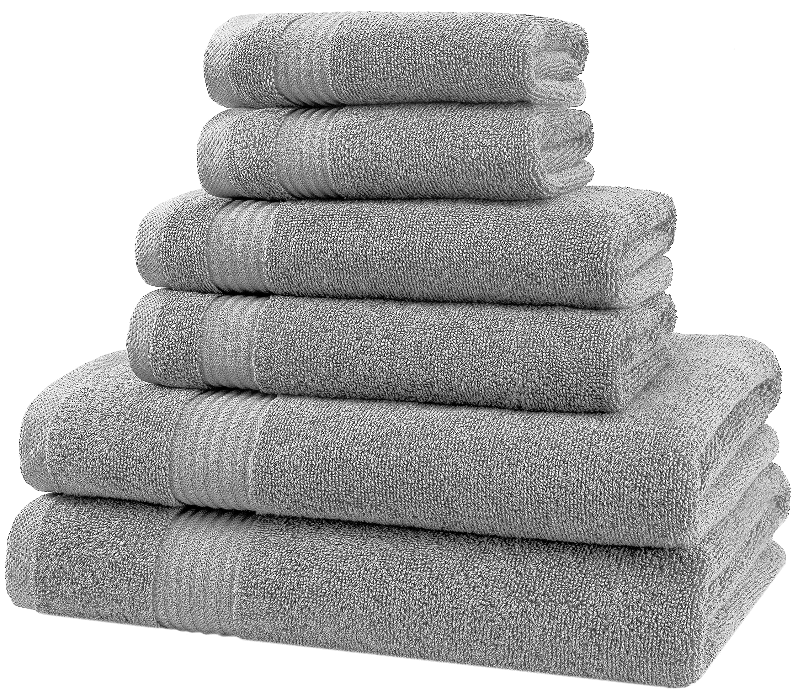 American Veteran Towel, Juego de 6 Toallas turcas para baño, 100% algodón, 2 Toallas de baño, 2 Toallas de Mano, 2 Toallas pequeñas, Color Gris frío