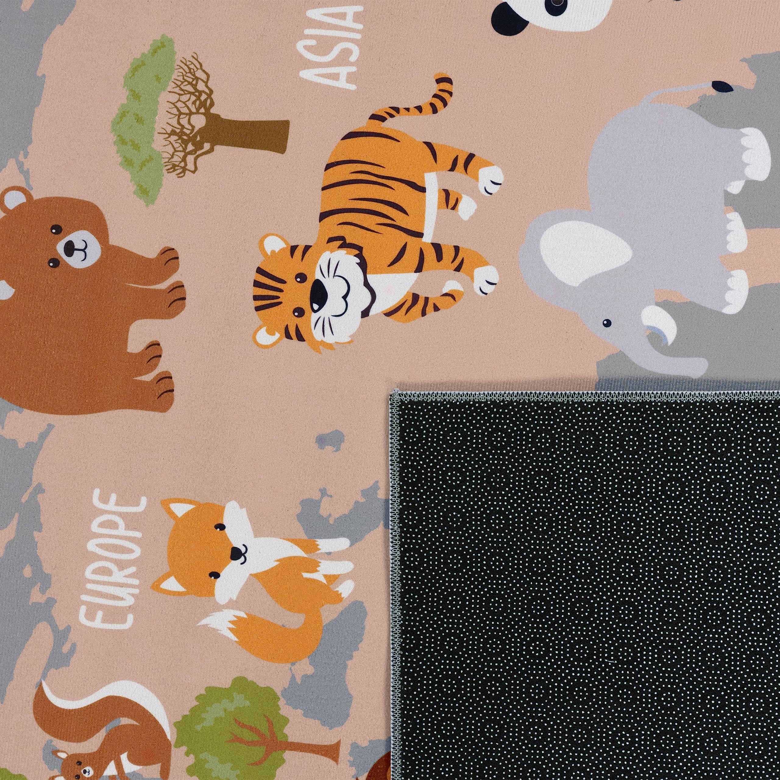 Paco Home Alfombra De Habitacion Bebe Infantil Niña Niño De Juego Motivo Animal Antideslizante Moderna Gris Azul Marron, tamaño:160x220 cm
