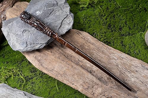 Miniatura 16 de Handicraftviet Varitas de madera tallada a mano para pájaros de 15 pulgadas para brujería coleccionable y cosplay, varita mágica regalo para niños y