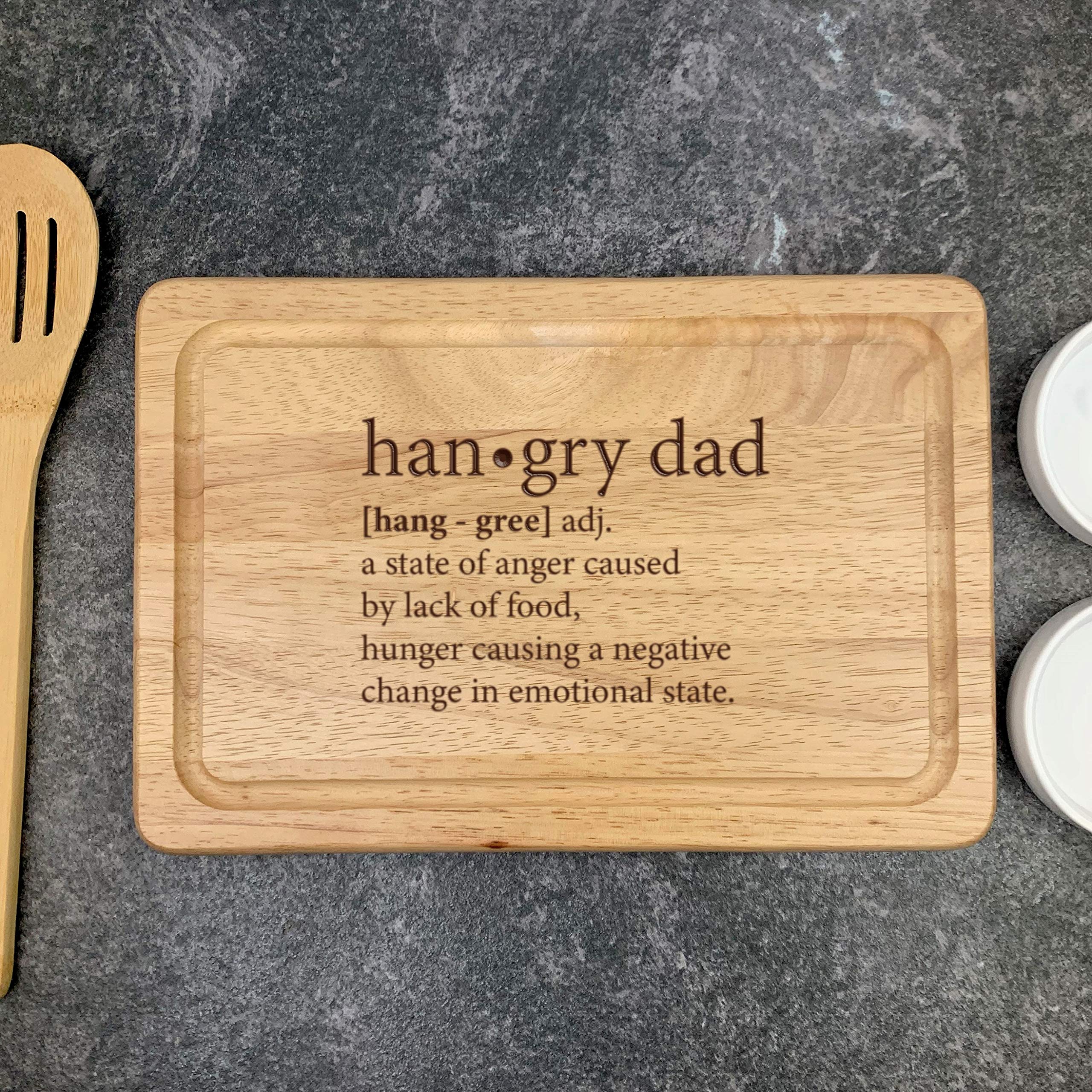eBuyGB Personalised Cheeseboard Wooden Hangry Dad Dictionary Definition Rectangle Chopping Board, Wood, Without Message on Back - Image 3