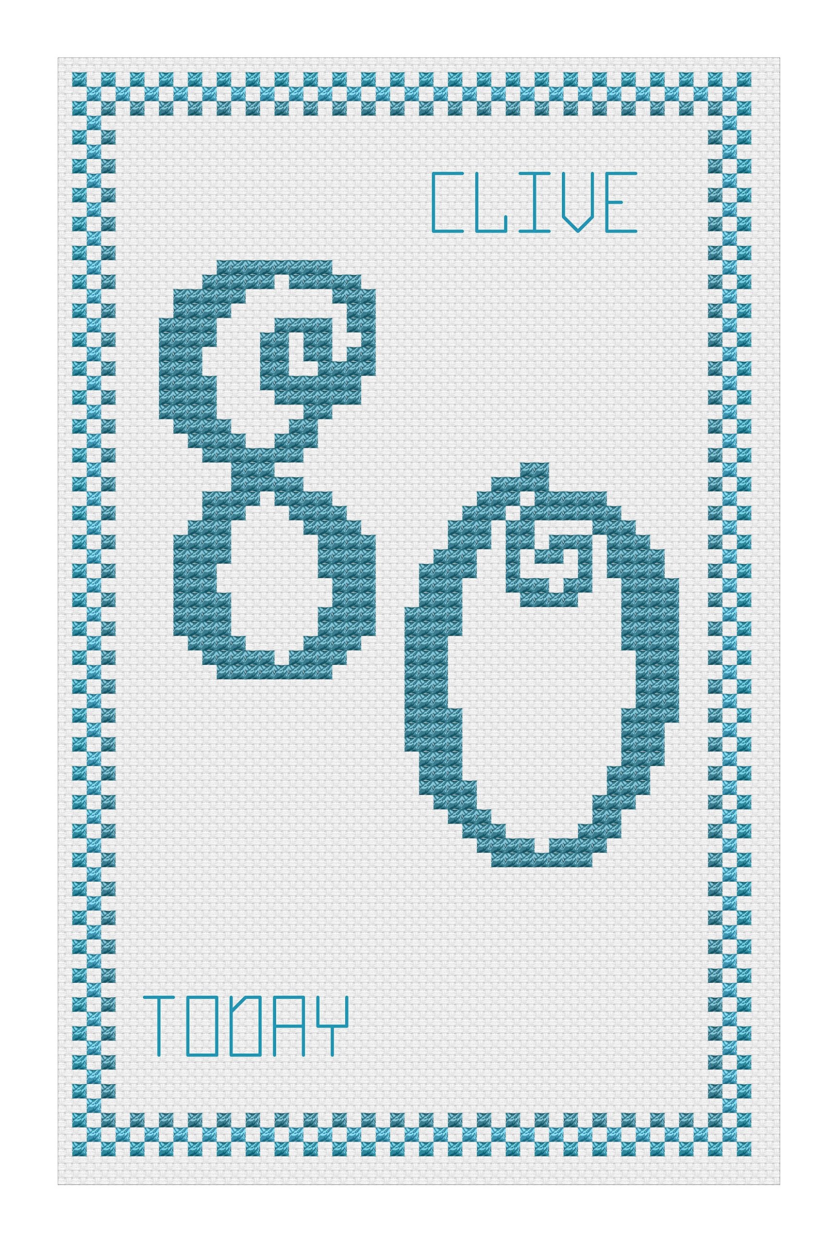 Florashell Needlecrafts Blue,Clear 80Th Birthday Blue Cross Stitch Card Kit