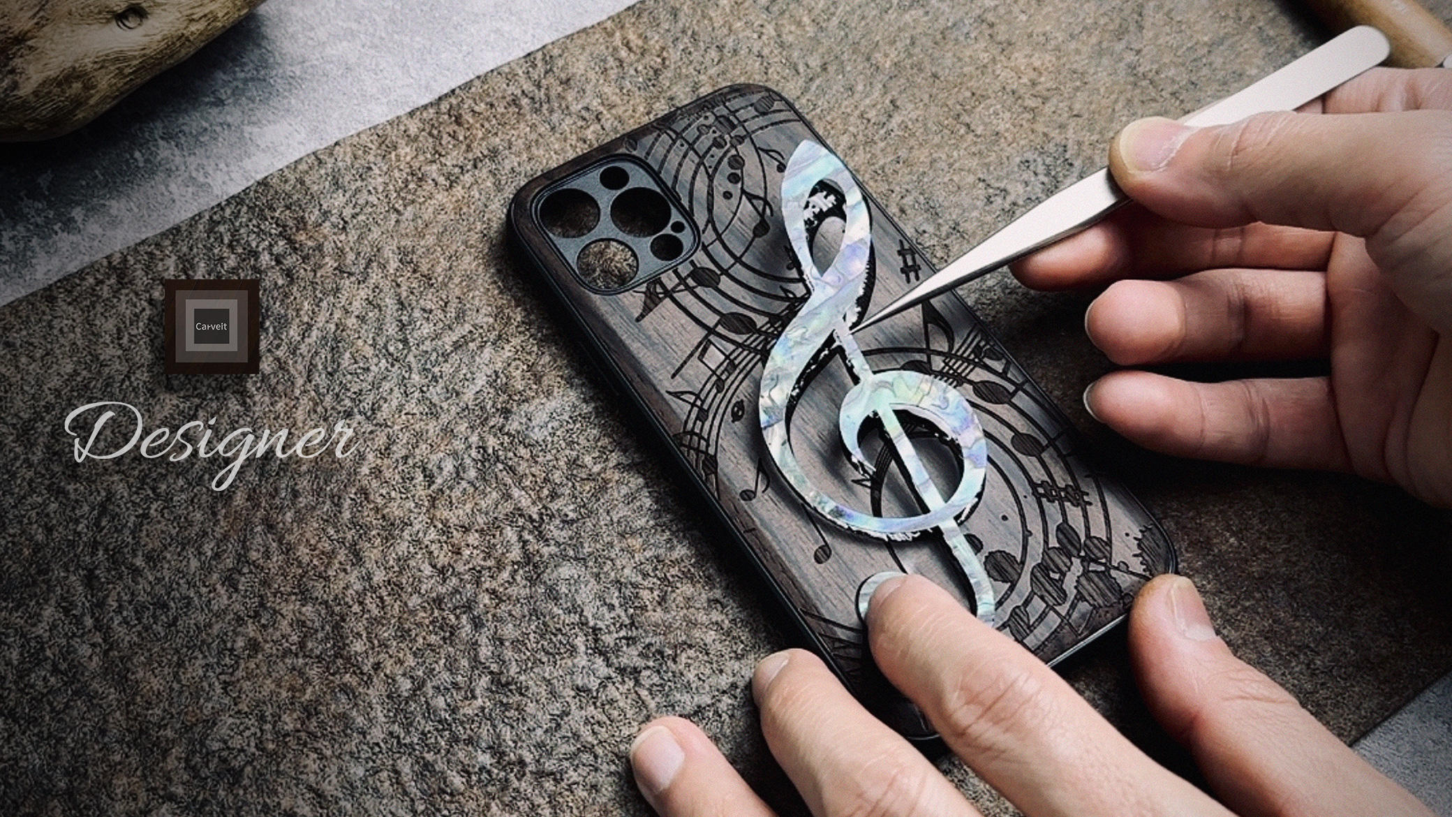 Carveit Wooden Case For IPhone 15 Pro Magnetic Case, Compatible With MagSafe Wireless Chargers, Shockproof Cover, Handmade Shell Inlaid & Wood Artisan Engraved (Majestic Chinese Dragon) Rosy - View #7