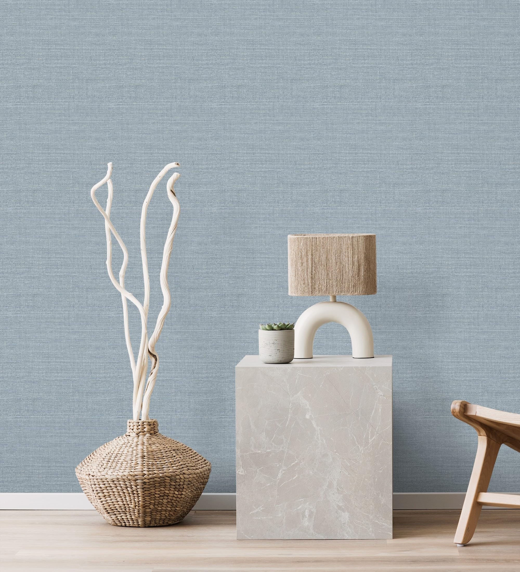 GAULAN 681930 - Papel pintado vinílico ecológico efecto fibra vegetal con textura en relieve para pared salón cocina baño dormitorio pasillo - Rollo de 10 m x 0,52 m