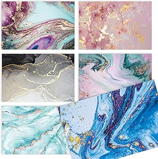 Better Office Products 50-Pack All Occasion Greeting Cards, Marble Natural Stone Designs, Assorted Blank Note Cards/Envelopes, High Gloss Finish, 4 x 6 inch, 6 Designs, Blank Inside