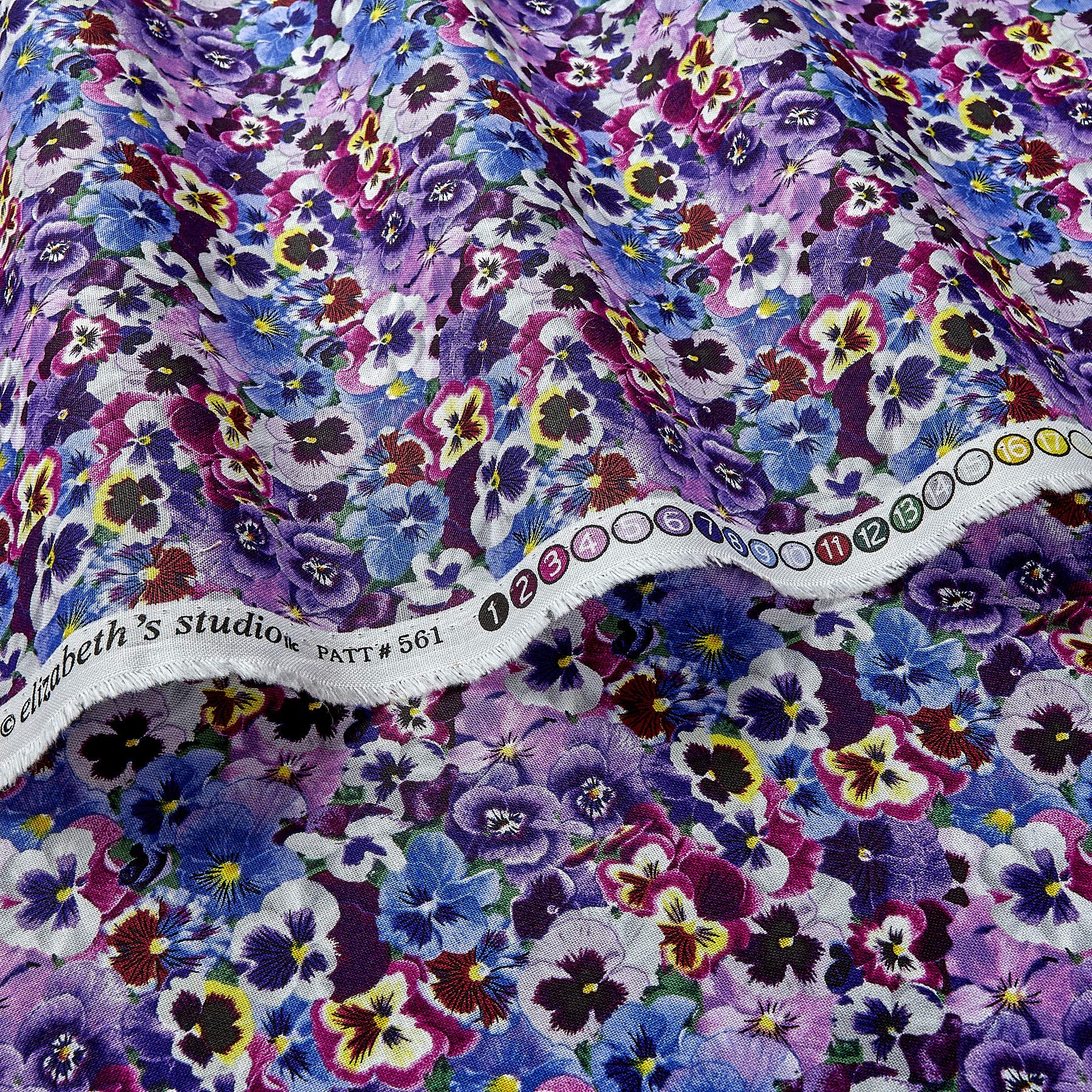Lovely Pansies Purple, Fabric by the Yard