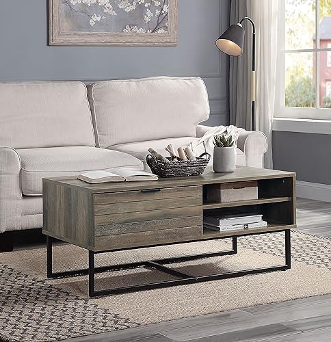 Acme Homare Coffee Table Rustic Oak  Black Finish LV00323