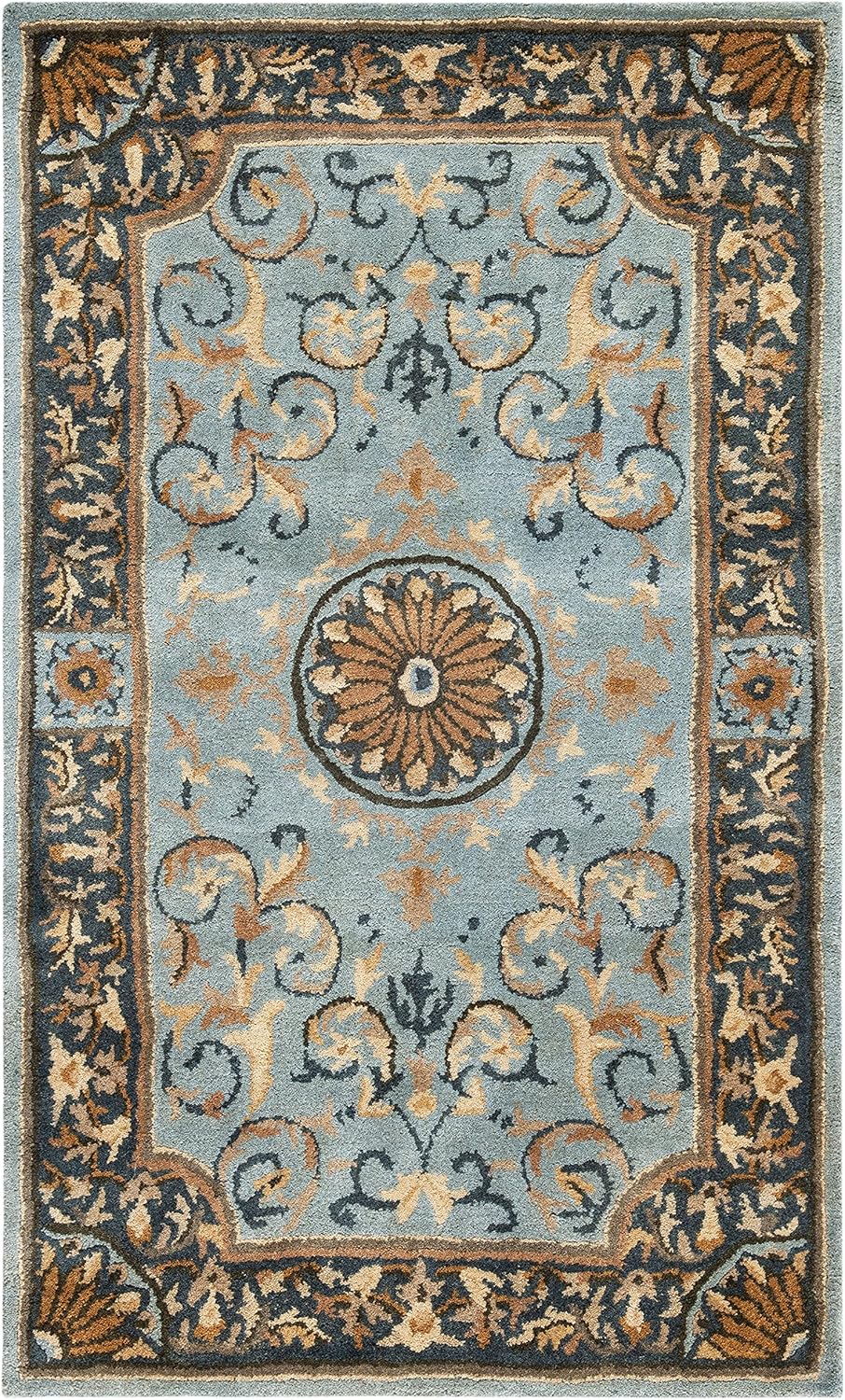 SAFAVIEH Empire Collection 5' x 8' Blue EM459C Handmade Traditional European Premium Wool Area Rug