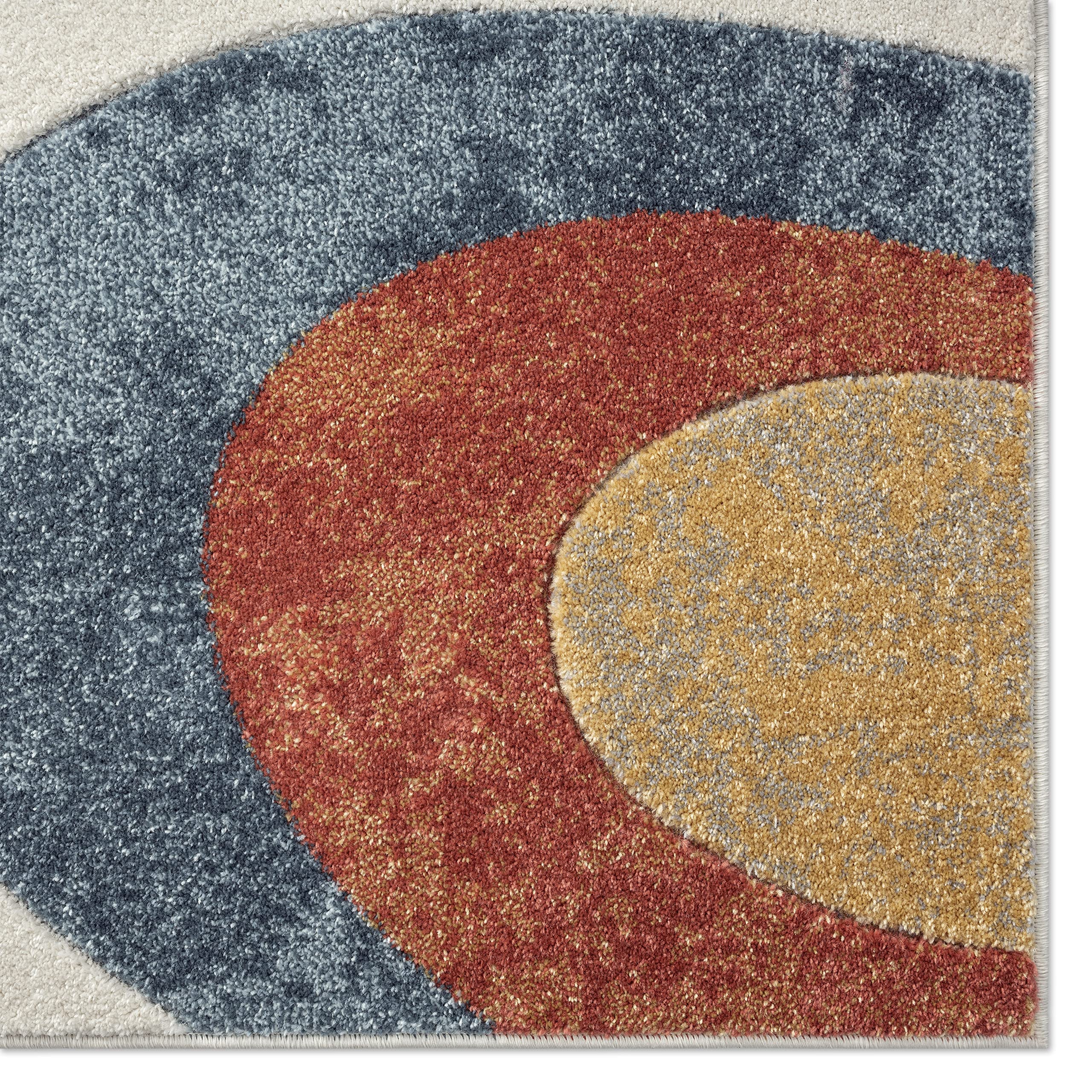 Home Dynamix Tribeca Slade Contemporary Abstract Area Rug, Blue/Rust, 5