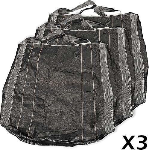 Miniatura 2 de HTTMT - (3 paquetes) grande 43 "x 43" negro flexible intermedio bolsa contenedor 2600 libras 1.2 toneladas1.3 yarda cúbicabolsa a granel PN