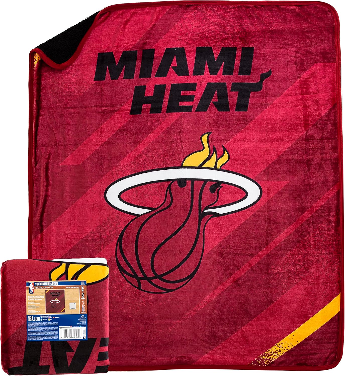 Northwest NBA Silk Touch Sherpa Throw Blanket 50 X 60, Miami Heat
