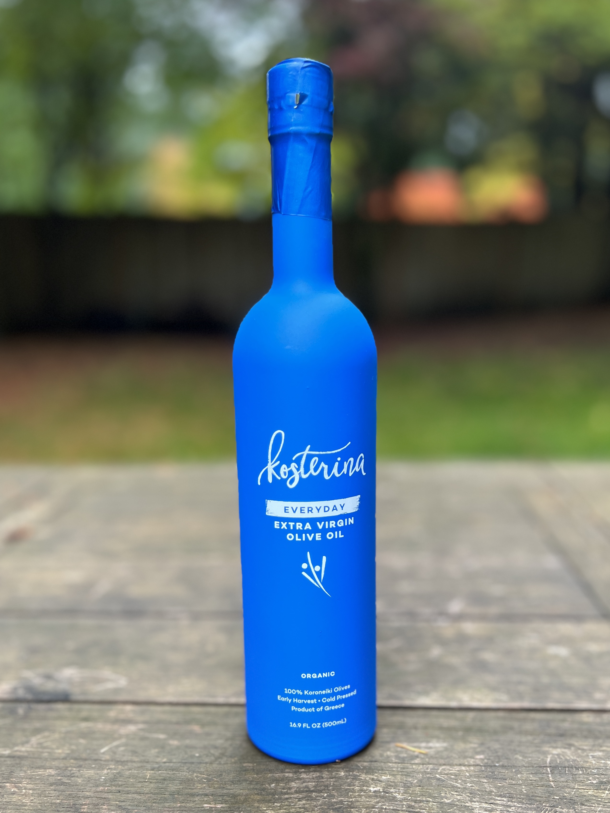 Watch Kosterina Organic Extra Virgin Olive Oil in Blue Bottle on