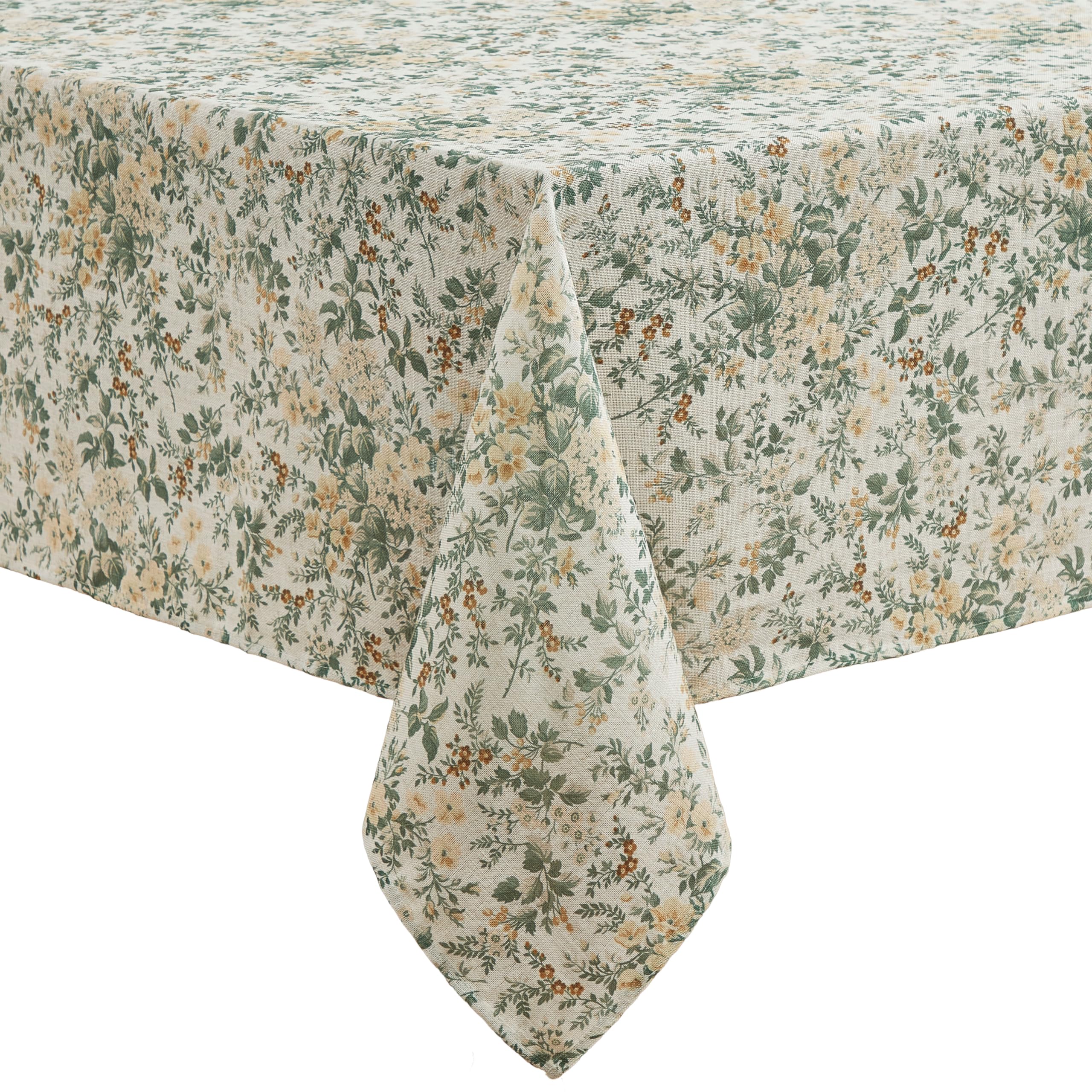 Laura Ashley Tablecloth Linen Blend Print Fabric for Dining, Holiday, Party, Wedding or Banquet, 60" x 120", Country Meadow-image-32