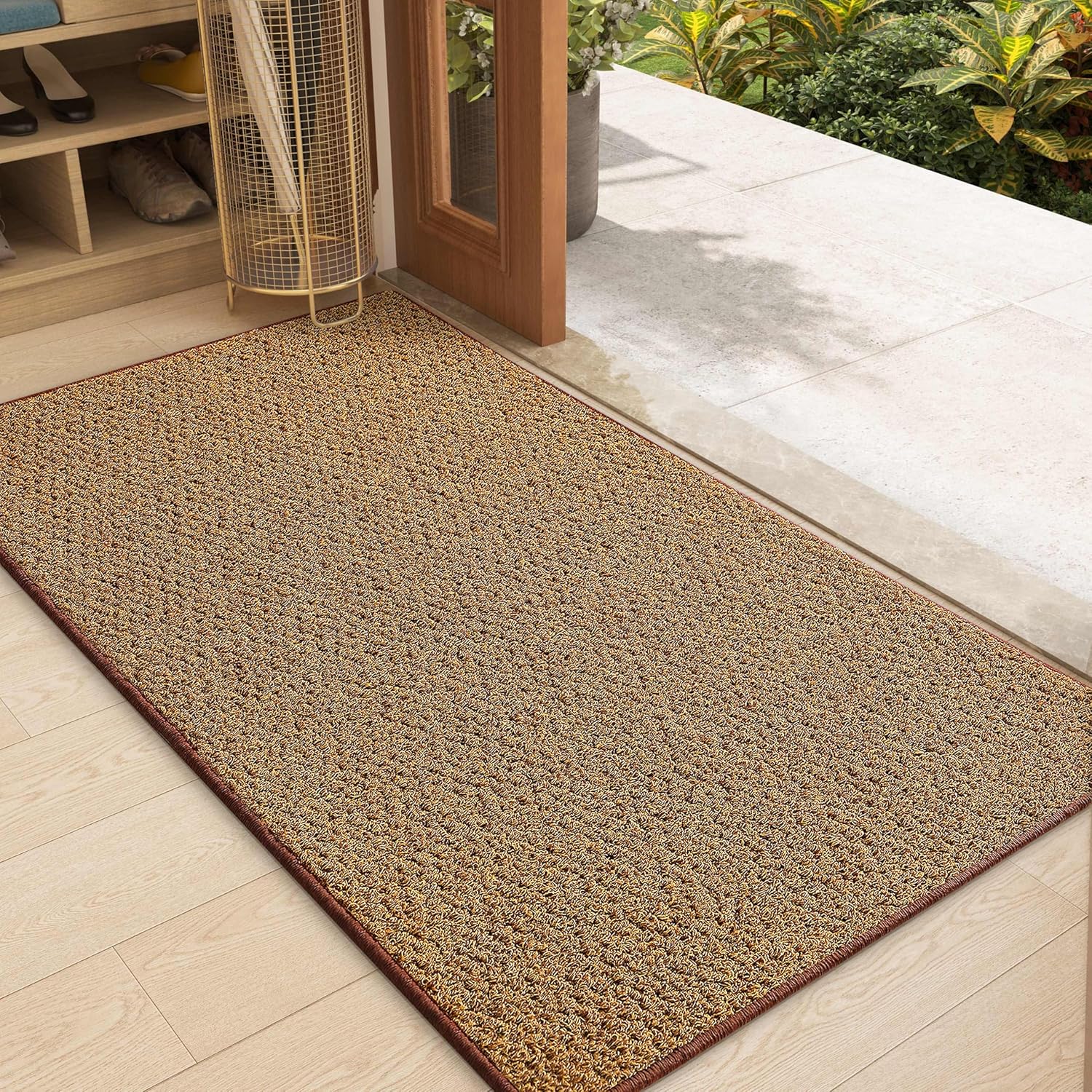 Color&Geometry Large Double Door Mat, 32"x47" Non Slip Front Door Mat Indoor Entrance, Dirt Trapper Washable Indoor Outdoor Rugs Entry Rugs for Inside House, Brown (Rolled-up NO Creases) 32"x47" (Large) Brown