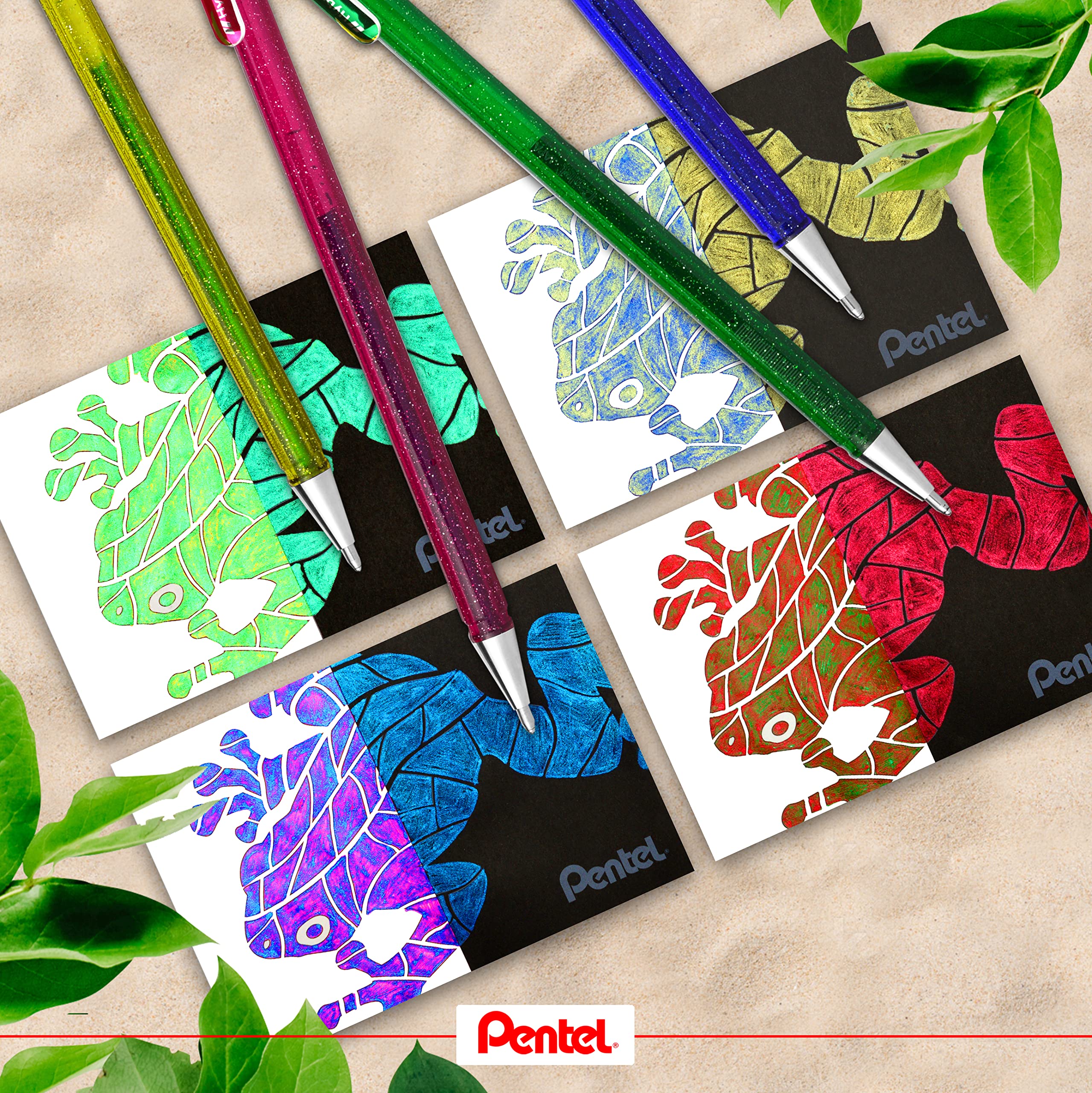 Pentel K110-DMPX Hybrid Dual Metallic gelroller, glittergel, schrijfkleur Roze/metallic Groen en Goud, lijndikte 0,5 mm, 1 stuk,Roze/meter. Groen & Goud Pentel K110-DMPX Hybrid Dual Metallic gelroller, glittergel, schrijfkleur Roze/metallic Groen en Goud, lijndikte 0,5 mm, 1 stuk,Roze/meter. Groen & Goud