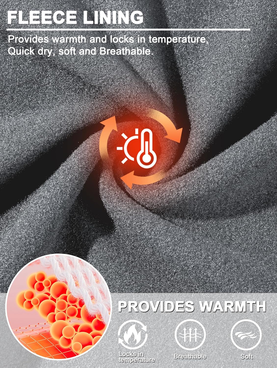 Men's Thermal Shirts Long Sleeve Fleece Lined Crew Neck Base Layer Athletic Workout Tops - Image 2