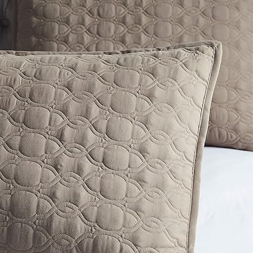 Miniatura 3 de BOURINA Juego de edredón bordado de 3 piezas de microfibra ligera, tamaño Queen de 90 x 92 pulgadas, color gris topo.