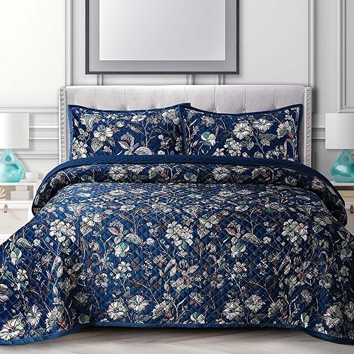 Miniatura 4 de Floris - Juego de edredón de terciopelo estampado Queen