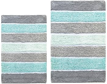 Amazon.com: Chardin home Cordural Stripes Bath Mat, Set of 2