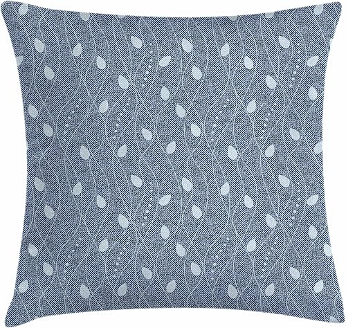 Ambesonne Funda de cojín con diseño de hojas, ramas sobre fondo de mezclilla, moda contemporánea, mezcla de naturaleza y Art Deco, funda de almohada