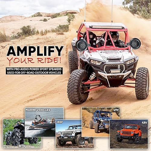 Miniatura 6 de Sistema de altavoces todoterreno pasivo impermeable de 2 vías de Pyle - 4 pulgadas 900w de potencia máxima, altavoces de torre de wakeboard de grado