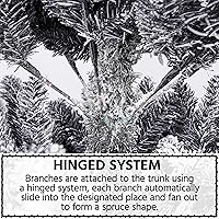 Vista 8 de Yaheetech Árbol de Navidad de Abeto Tipo Lápiz Preiluminado con Nieve Artificial de 6 pies con Bisagras, Árbol de Navidad Delgado para Esquina