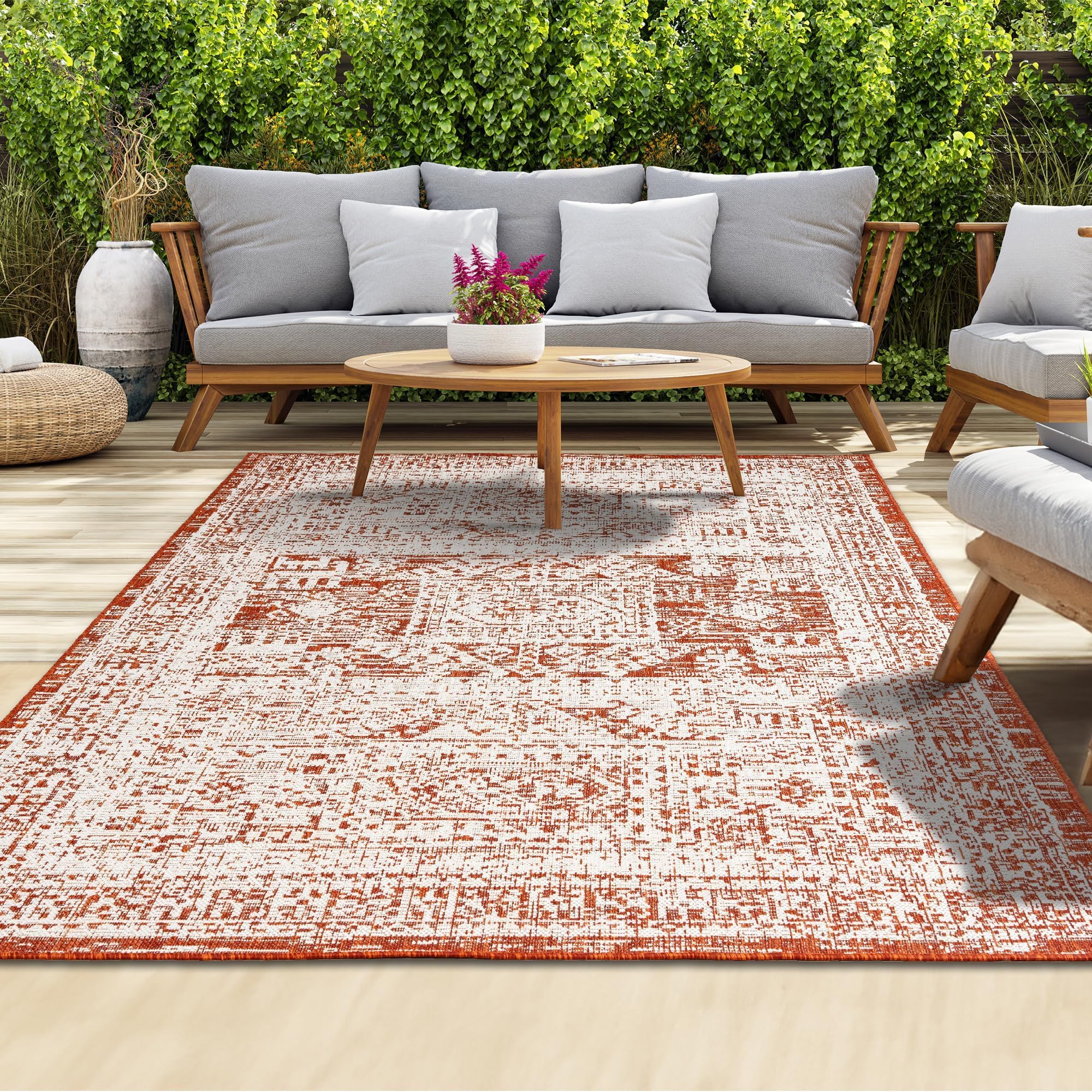 homeart Outdoor Rug - Easy-Clean, Durable, Stain-Resistant, Weather & UV Resistant Indoor & Outdoor Rugs for Porch, Deck, Balcony, Garden, Picnic and Patio | Bellis Green - 80x150cm — view 46