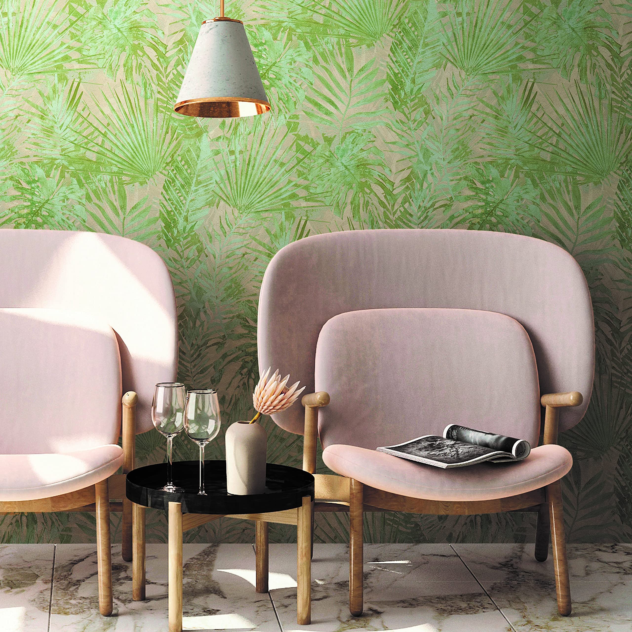 Papier peint intissé motif palmiers Natural Living rouleau mural 10m x 0,53m 386381